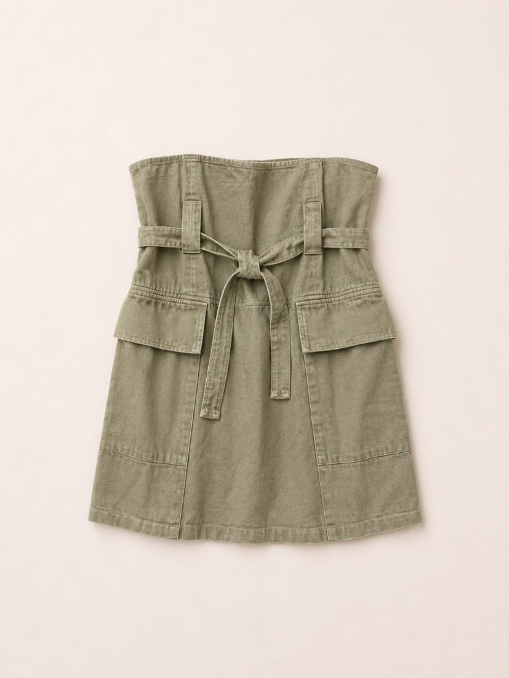 Strapless Utility Mini Dress in Olive